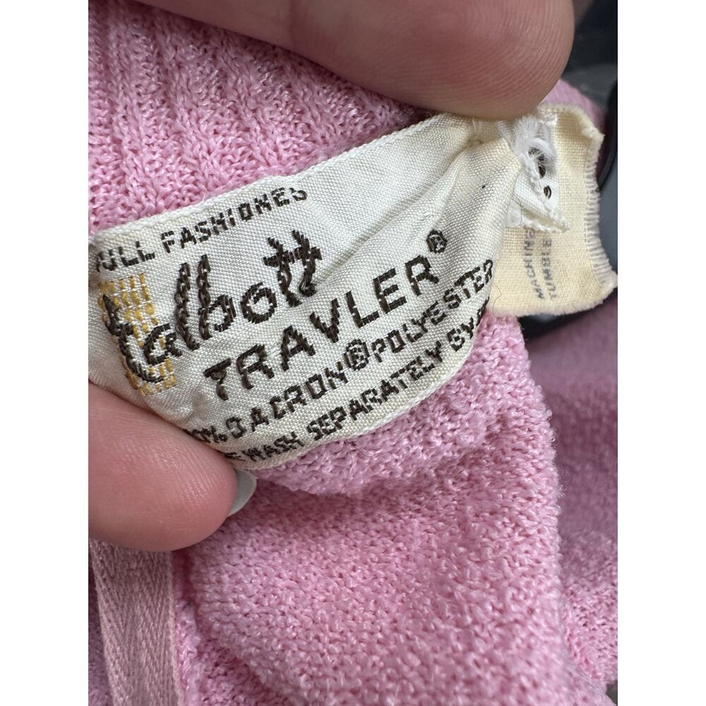 Vintage Talbott Tavler Dress Pink Stretch Knit Mock Neck Retro 70s 10 - Picture 5 of 11
